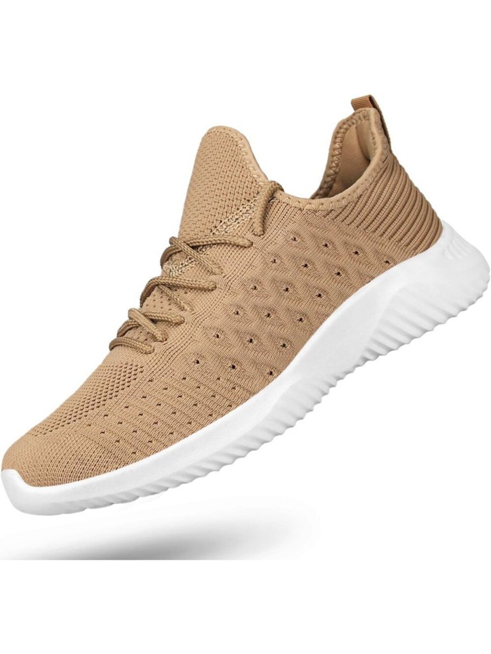 Men's Khaki Lightweight Breathable Comfortable Lace-Up Slip On Walking Sneaker